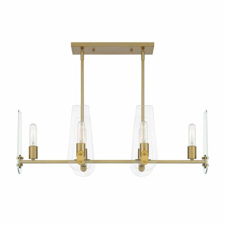 DESIGNERS FOUNTAIN Bergen Beach 60 Watt 6 Light Brushed Gold Pendant with Clear Glass Shades D256M-IS-BG